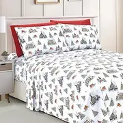 Elegant Comfort Luxury Soft Bed Sheets Holiday Pattern 1500 Thread Count Egyptian Quality Microfiber-Softness Wrinkle and Fade Resistant (6-Piece) Bedding Set, Queen, Bungalow