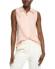 Elie by Elie Tahari Bias Button Collared Shirt