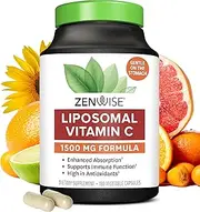 Zenwise Liposomal Vitamin C With 1000Mg Quali-C - Extra Strength Vit-C Ascorbic Acid Daily Antioxidant Immune - Powerful Energy Boost & Skin Care Support - 3 Month Supply - 180 Vegetarian Capsules