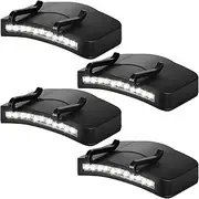 Mudder 4 Pcs Hat Light Clip 11 LED Cap Lights Clip on Hat Headlamp Battery Powered Cap Brim Lamp Black Waterproof Ultra Bright Headgear Flashlight for Hunting Camping Fishing Hiking