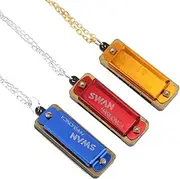【The Best Deal】OriGlam 3pcs Mini Swan Harmonica Key of C, 4 Holes 8 Tones Harmonica, Metal Chain for Children, Kids, Beginners for Parties, Holidays As Gifts