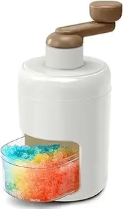 Ice Shaver Manual Snow Cone Machine Protable Shaved Ice Maker Ice Crusher with 2 Ice Boxes (Brown)