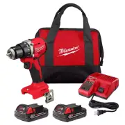 M18 18V Lithium-Ion Brushless Cordless 1/2 In. Compact Drill/Driver Kit with Two