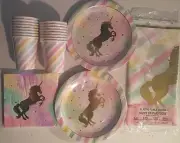 UNICORN SPARKLE Birthday Party Supply Decoration Kit w/ Dinner plates
