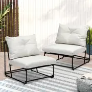 Livsip 2PC Outdoor Dining Chairs Patio Furniture Garden Sofa Lounge Chair