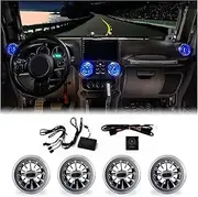 Vent LED Ambient Light 32 Color Ambient Light Turbine Exit Light Air Conditioner Cover Compatible For Jeep And Wrangler-JK JKU 2011-2017(4 air outlets)