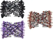 Lovef 3pcs Magic Beads Elastic Double Hair Comb Clip Stretchy Hair Combs Clips Fashion Hair Style Hairpin Magic Hair Combs Headbands (coffee grey black)