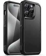 JETech Case for iPhone 15 Pro Max 6.7-Inch, Heavy Duty Dual-Layer Rugged Protection, Shockproof Protective Tough Phone Cover with Matte Back (Black)