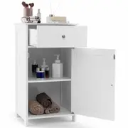 Costway Bathroom Cabinet Toilet Storage Cupboard Laundry Sideboard w/Adjustable Shelf&Drawer Kitchen Entry Living