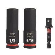 Milwaukee 49-66-4417 3pc Thin Wall Deep Impact Socket Set w/ Hex Socket Adap...
