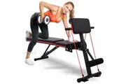 YOPOWER Adjustable Weight Bench-Foldable Workout Bench Press, Black & Red