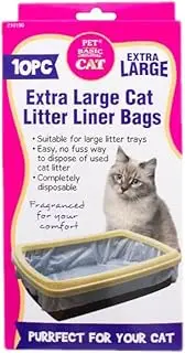 Leona Co 10pc/pack Cat Litter Tray Liners - Extra Large, Lemon Scented, Disposable Liner Bags for Easy Cleanup and Odor Control (50cm x 90cm)