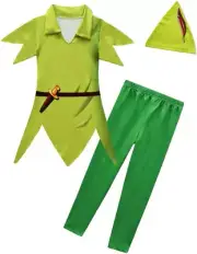 Peter Pan Costume with Hat for Toddler Kids Boys Halloween Fancy Party Dress up