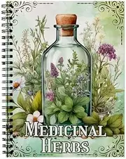 Spiral Bound Herbal Notebook with Vintage Apothecary Design – Illustrated Medicinal Herbs, Green Cover, Perfect for Adults & Daily Use, Herbal Remedies Journal