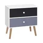 Artiss Bedside Side Lamp Table Nightstand 2 Drawers White Grey Scandinavian