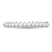14k White Gold Round Diamond Modern Style Stackable Band Ring 1/3 Cttw