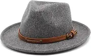 [Hcclijo] Vintage Wool Soft Wool Felt Fedora Hat for Men Women Winter Curved Brim Trilby Jazz Hat Gentleman Party Dress Cap