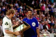 Larry Bird Boston Celtics presents Julius Erving Philadelphia 76er- Old Photo 1