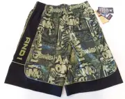 SMALL And1 Mens Basketball Gym Workout Shorts Black Green Graffiti