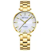 Elegant Dress Analog Clock Metal Strap Fashion WoMen Quartz Watch Gold White Colour