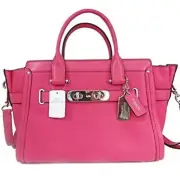 Coach F53308 Nubuck Pebble Leather Swagger Carryall Purse Bag, SV/Dahlia…