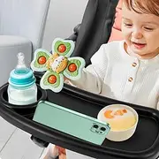 Kandishiex US Stroller Snack Tray with Cup Holder Universal Stroller Food Tray Removable Baby Snack Tray with Adjustable Buckle and Hooks Reusable Stroller Snacks Holder for Strollers