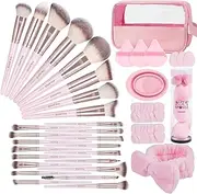 MAANGE Makeup Brush Set 42 Pcs Makeup Tool Set Premium Synthetic Foundation Powder Concealers Eye shadows Blush Makeup Brushes (Pink, 42 Piece Set)