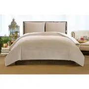 Christian Siriano Crinkle Velvet 3-Piece Champagne Full/Queen Duvet Cover Set