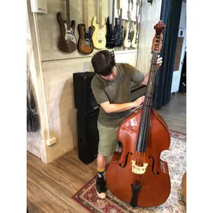 【又昇樂器】嚴選二手 Double Bass 低音大提琴 含輕量硬盒 附滾輪 可拖行