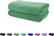 Microfibre Absorbent Gym Towel Fast Drying Light Weight - 40cm x 70cm 2 Pack - Multi Purpose (Green)
