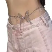 Sparkling Butterfly Tassels Waist Chain Accessory Delicate Body Chain Adornment