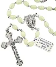 [dtc] Moulded Glow in the Dark Prayer Bead Rosary with Quadruple Interlock Link 16 Inch