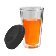 Double Walled Glass Coffee Mug Drinking Coffee Cup with Silicone Lid