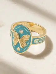 [Foundrae] Foundrae - Reverie 18-karat Gold, Diamond And Enamel Ring - 4 4 Gold