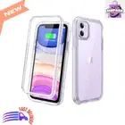 iPhone 11 Clear Glitter Rugged Case with Built-in Screen Protector & TPU Bumper