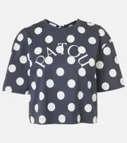 [Patou] Patou Logo polka-dot cotton crop top AU 16 blue