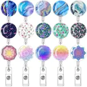 Daisy Marble Puppy 15 Pack Retractable Id Badge Clip Holder - Cute Badge Reels