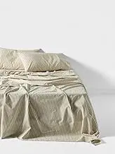Linen House Classic Stripe Sheet Set, Pebble, Double Size