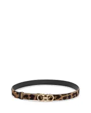 Ferragamo Women's Double Gancini Reversible Calf Hair & Leather Belt