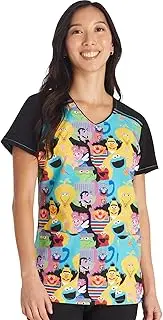[Tooniforms] Sesame Street Women's V Neck Scrub Top