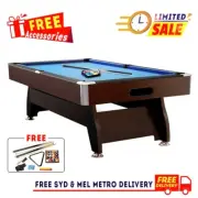 CUETIQ 7FT MDF Pool Snooker Billiard Table with Accessories Pack, Walnut&Blue