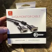 6' Foot VGA to VGA SVGA Male MONITOR CABLE, PC MAC TV Black NEW EMI Filtered 6FT