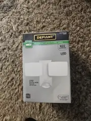 Defiant 270 Degree White Motion Sensor Battery Outdoor 2 Head Flood Light