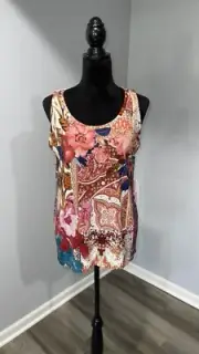 Chico’s size medium touch of cool basic knit top sleeveless floral print NEW