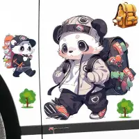 在飛比找蝦皮購物優惠-車貼紙 叢林探險熊貓個性車貼車身裝飾大面積劃痕遮蓋防水自粘貼
