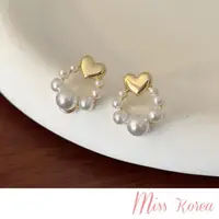 在飛比找momo購物網優惠-【MISS KOREA】韓國設計浪漫愛心珍珠圈圈造型夾式耳環