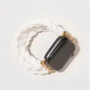 NEW with tags (NWT) Apple Watch Nicky Twisted Seed White Bead Strap