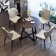 WTIWJY Negotiation Table and Chair, Round Meeting Table, 5-Piece Negotiation Table and Chair Set, Living Room Table and Chair Combination Home Bedroom(White)