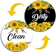 Dishwasher Magnet,Clean Dirty Sign Indicator- Double Sided Magnet with Magnetic Plate, Kitchen Dish Washer Refrigerator Reversible Indicator Sunflower