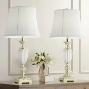 Traditional Table Lamp Set of 2 Faceted Crystal Brass for Living Room Bedroom